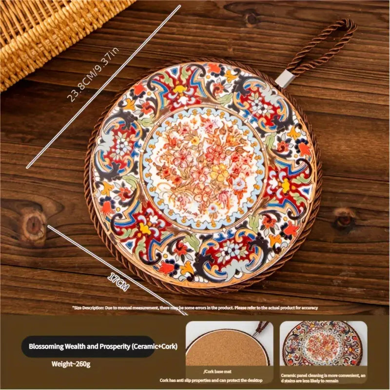 Retro Enamel Trivet - Heat Resistant, Anti-Slip Hot Dish Mat