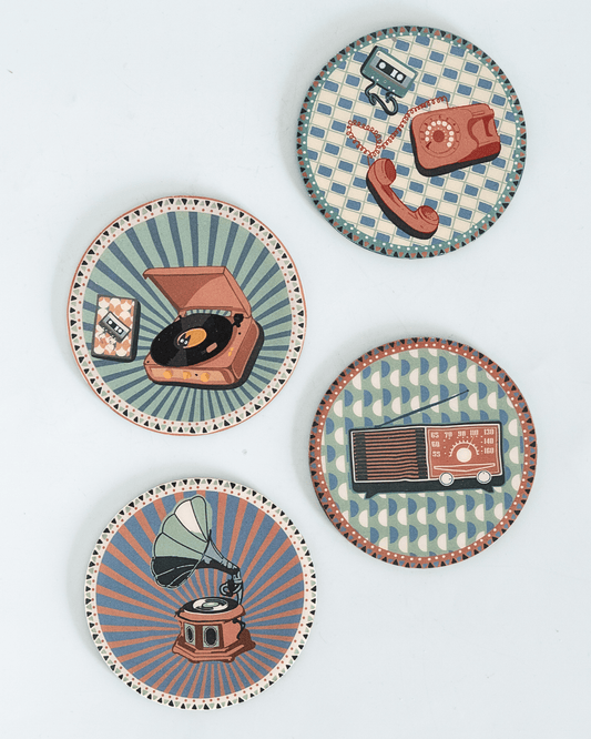 Dining Analog Edit Metal Coasters - Set of 4