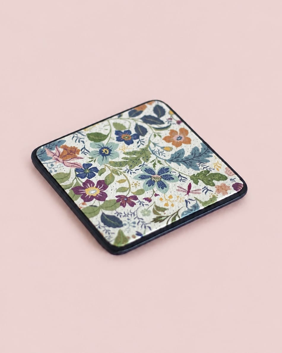 Midnight Meadow Vegan Leather Coasters - Set of 4