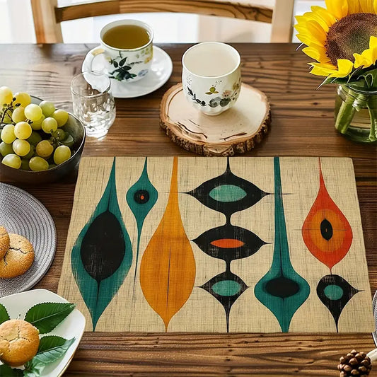 4/6pcs Placemat Set with Geometric Patterns