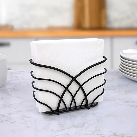 Black Metal Napkin Holder - Heavy Duty Iron Tissue Organizer