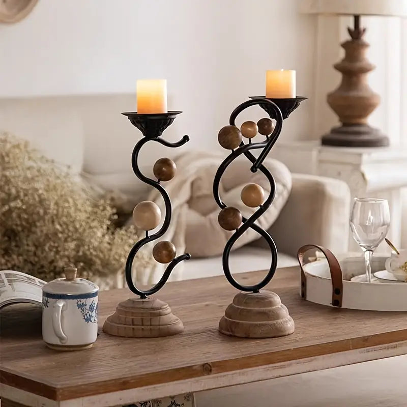 Wooden Candle Holder - Romantic Table Decor Wedding Party
