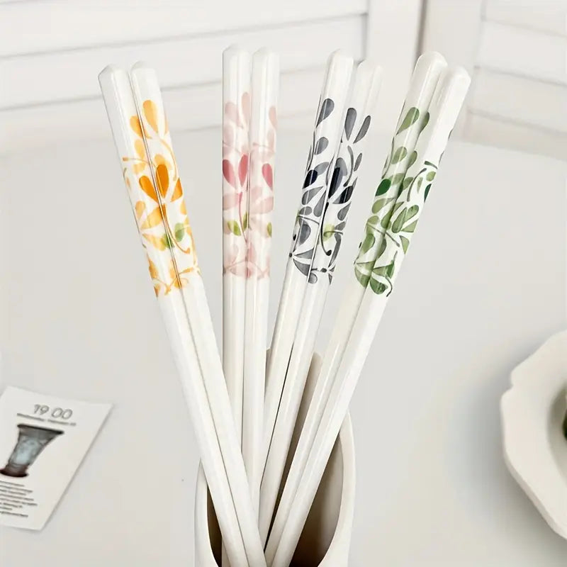 Ceramic Chopsticks Set - Floral, Anti-Slip, Heat Resistant