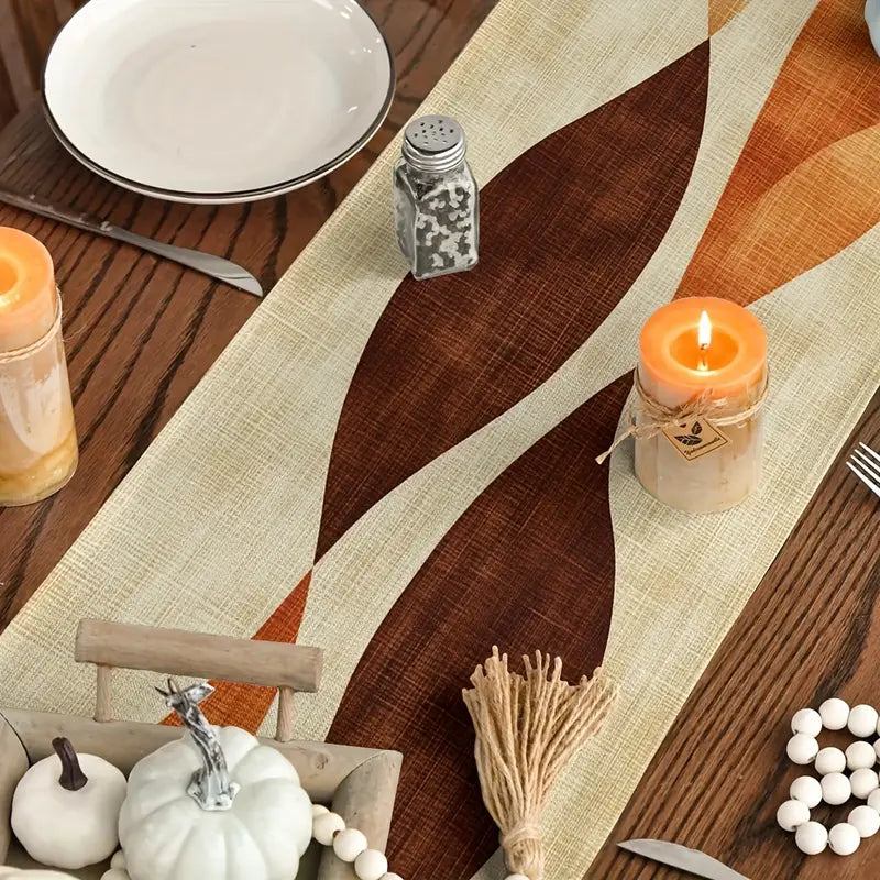 Boho Linen Table Runner - Warm Rectangular Dining Decor