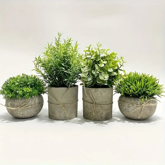 Artificial Plant Set - Small Faux Eucalyptus Rosemary Decor