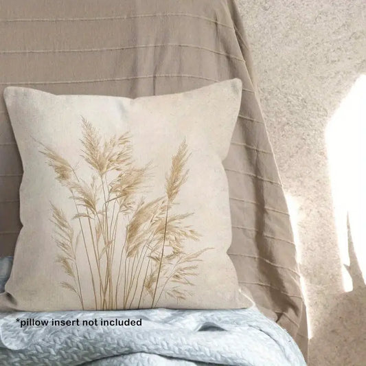 Beige Floral Throw Pillow Cover - 45cm Square - Woven Polyester
