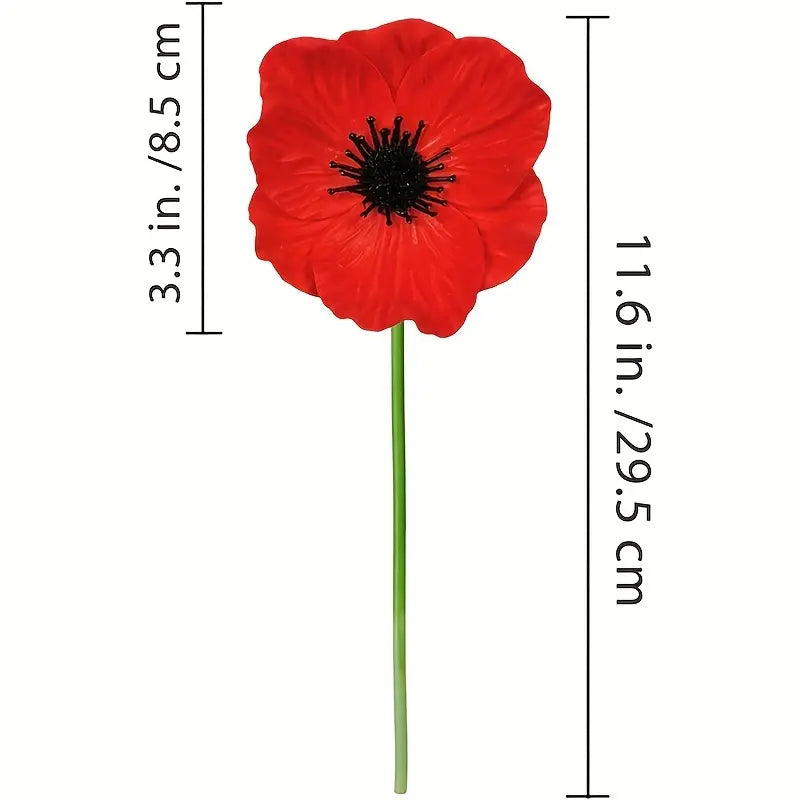 Mini Artificial Poppy Flowers - Real Touch PU Latex Silk Decor