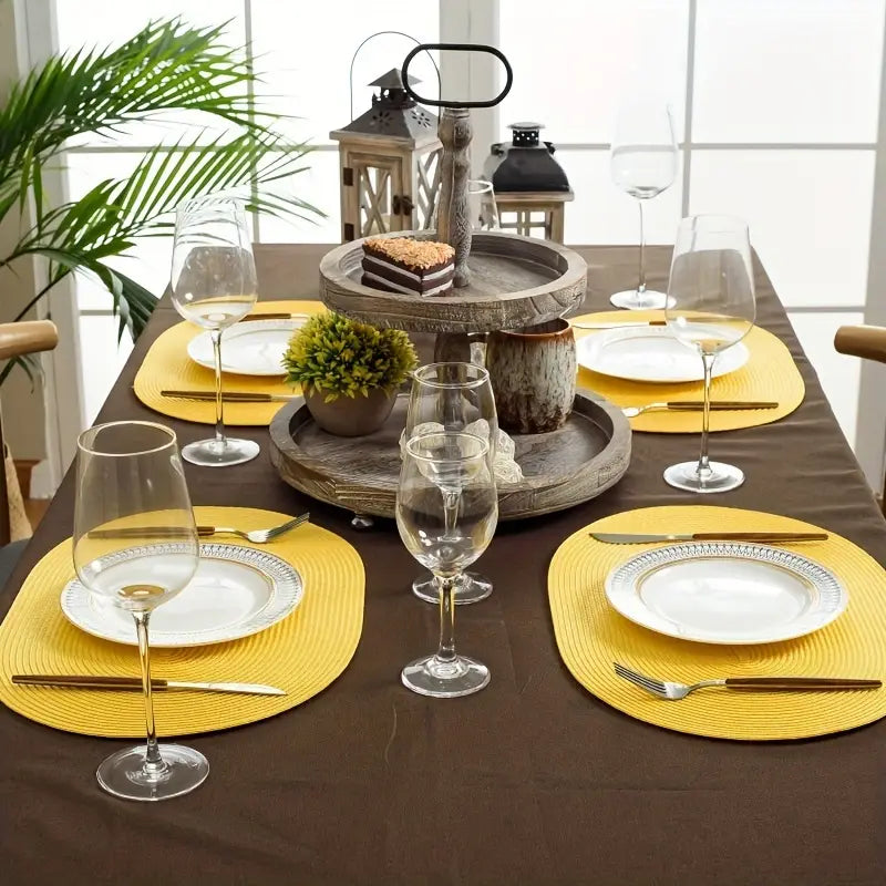 Oval Placemats 4-Pack - Heat Resistant Non-Woven Table Mats