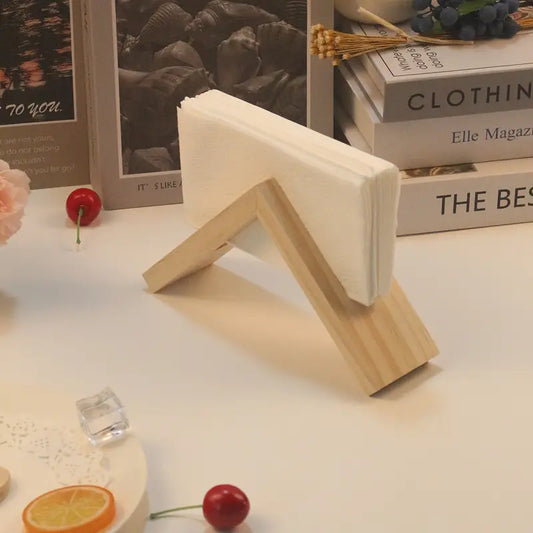 Solid Wood Napkin Holder - Triangle Tabletop Organizer Decor