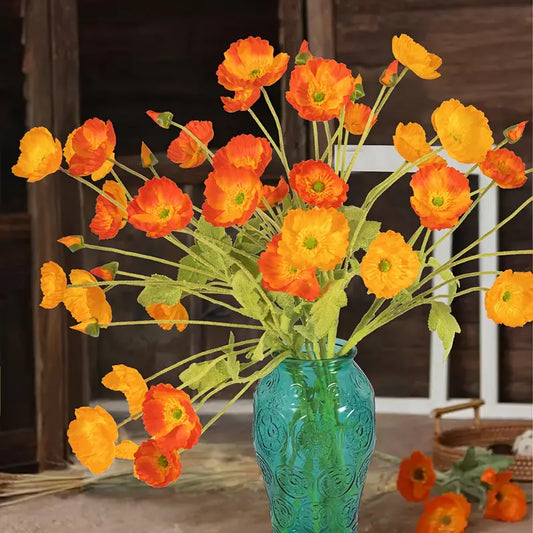 Artificial Poppies Silk Flowers Wedding Bouquet Home Decor