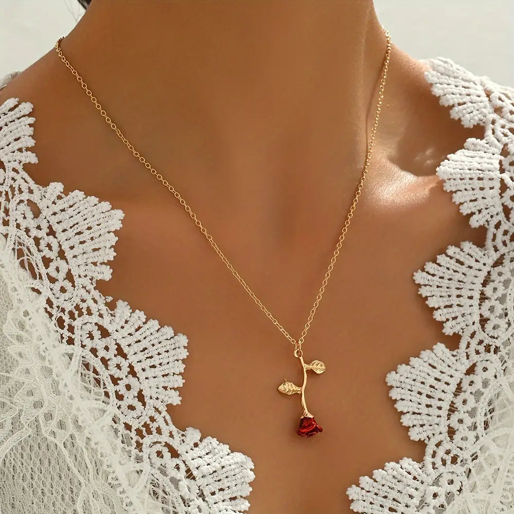 Love Rose Flower Chain Necklace