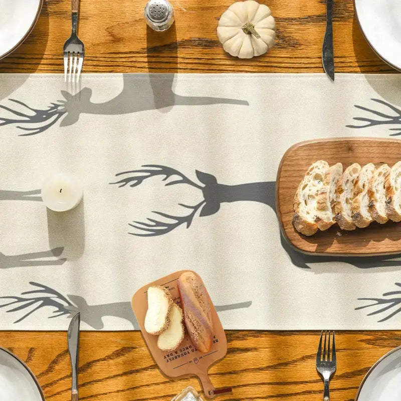 Gray Deer Table Runner - Elegant, Soft, Easy Clean Dining Decor