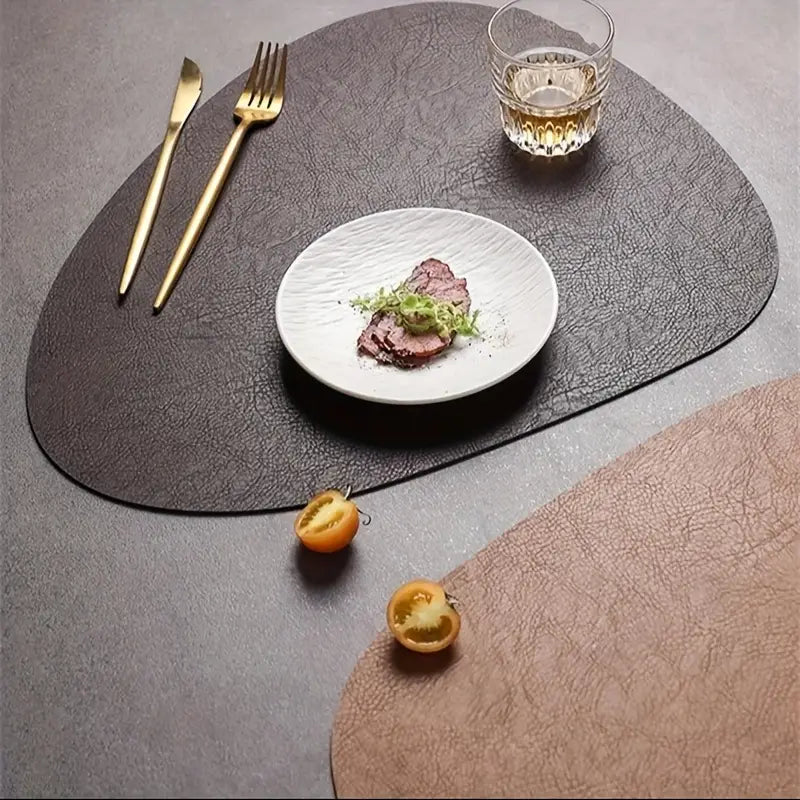 Leather Table Mats  and Coasters Set - Waterproof Heat Resistant 8pcs Set