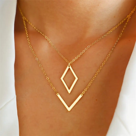 Elegante V-vormige geometrische hangerketting