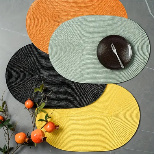 4PC Oval Woven Placemats – 45x30 cm Washable Polypropylene Dining Table Mats
