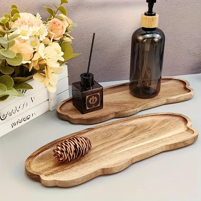 3pc Wooden Serving Tray Set - Decorative Trays for Parties and Home Decor