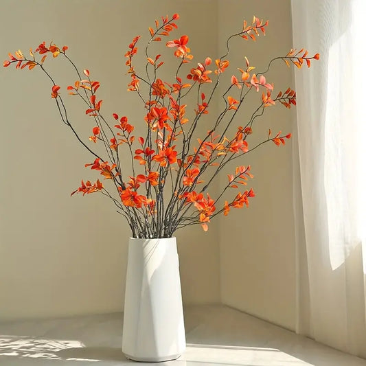 Autumn Leaf Branch Decor - Red Artificial Fall Foliage (3pcs)