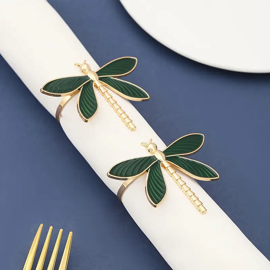 Dragonfly Napkin Rings 6pcs - Cast Iron Elegant Table Decor