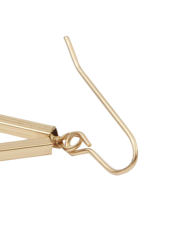 Geometric Dangle Earrings – Retail Fashion Jewellery – Gold Tone & Blue Metal – Secure Fish Hook