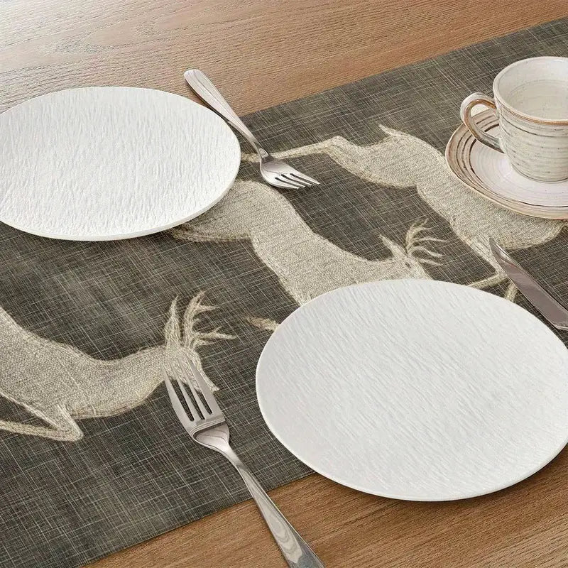 Deer Table Runner - Modern Polyester Dining Coffee Table Decor