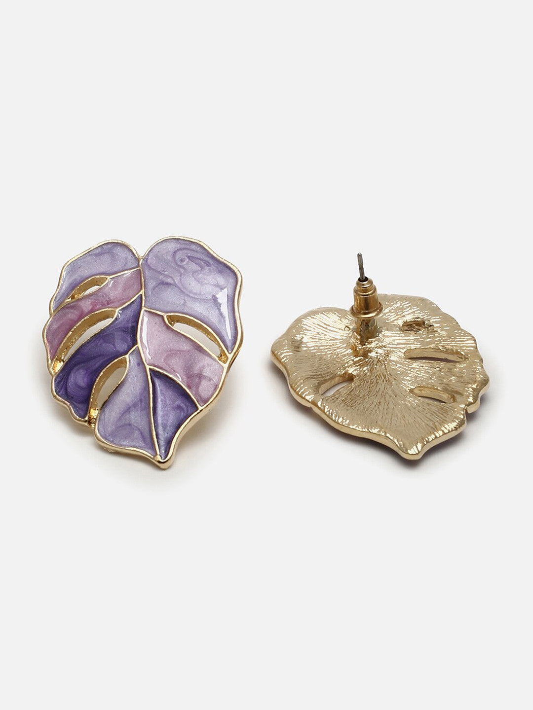 Gold-Plated Leaf Shaped Studs – Fashion Earrings – Polished Finish – Nature-Inspired Design
