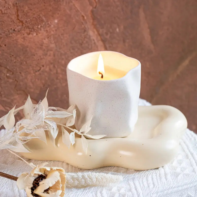 Nordic Ceramic Candle Holders – Minimalist Irregular Design in Macaron Colors