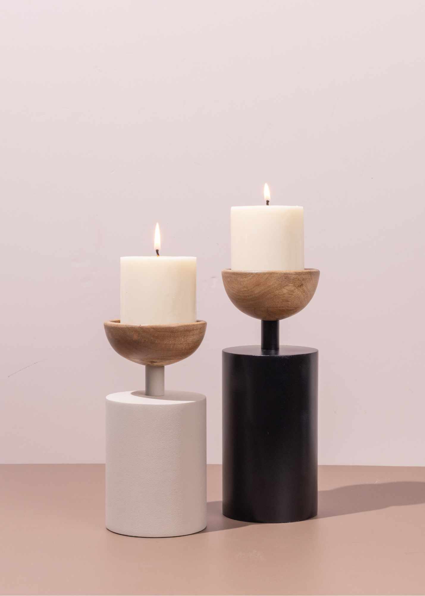 Pillar Candle Holder - Black & White