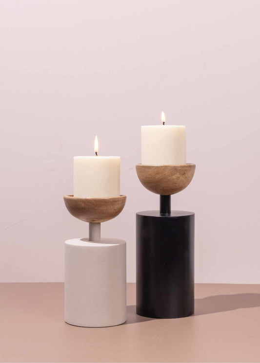 Pillar Candle Holder - Black & White