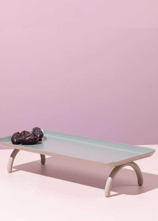 Ceramic Serving Tray With Half Moon Design - With Sleek Legs