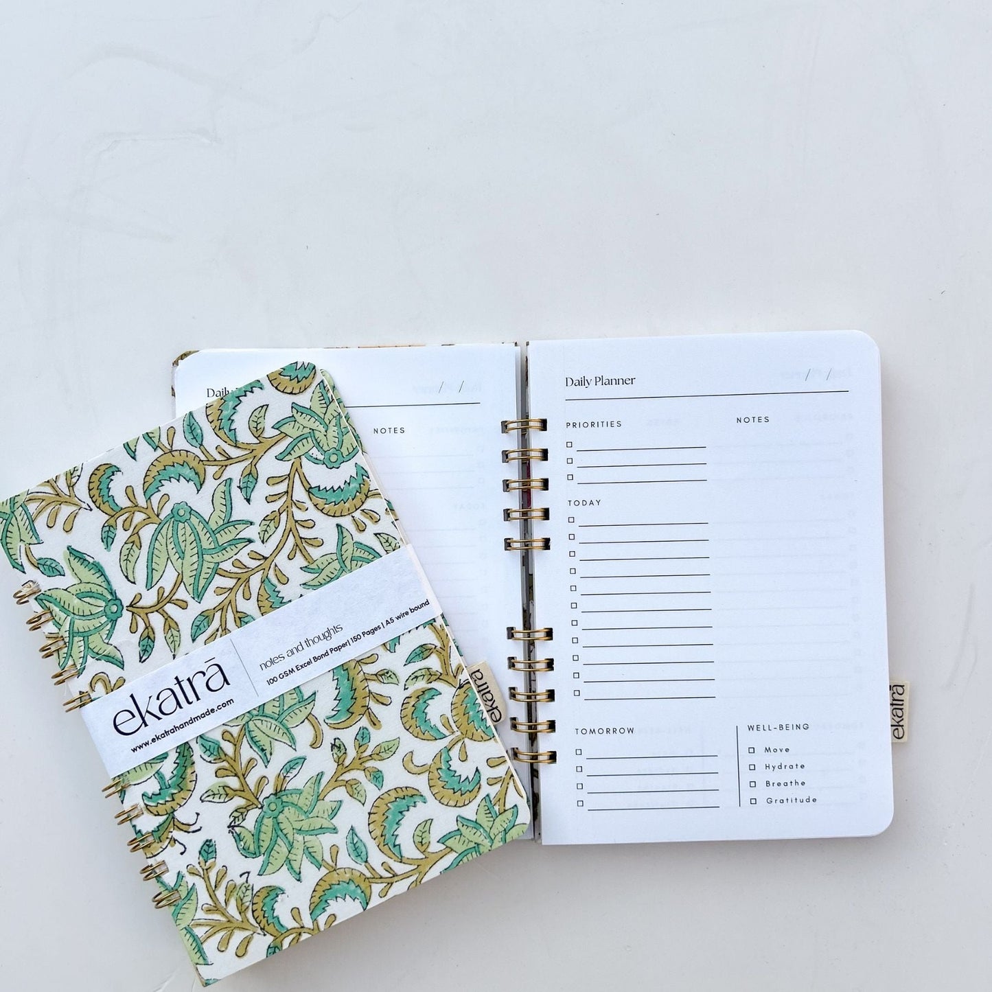 Hand-Stitched Wire-Bound Journal - A5, 5 Cover Prints