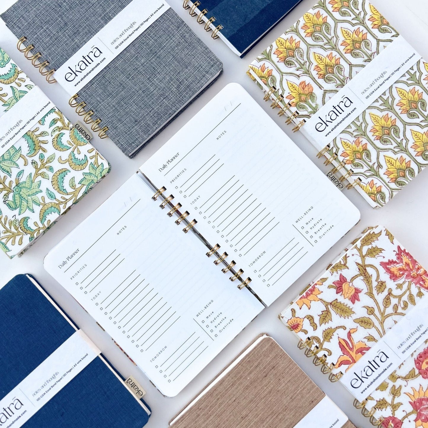 Hand-Stitched Wire-Bound Journal - A5, 5 Cover Prints