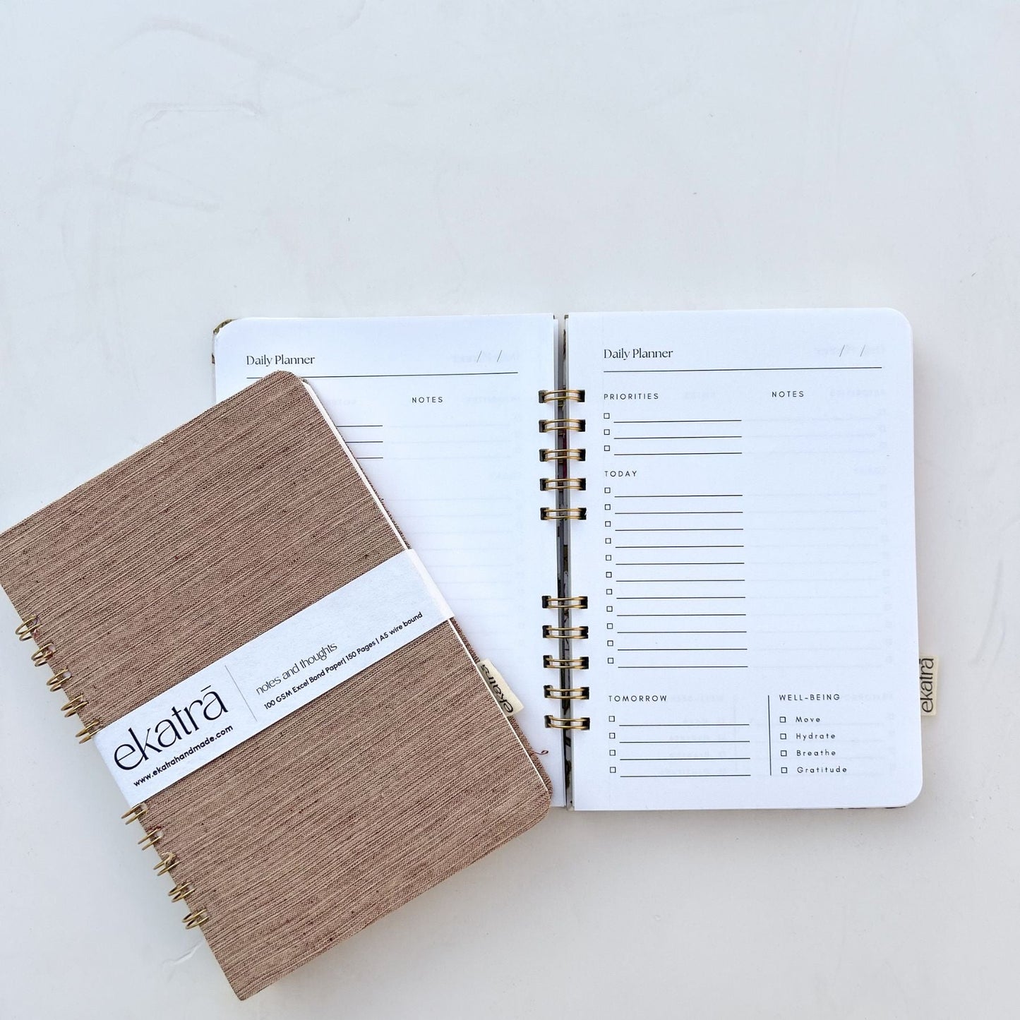 Hand-Stitched Wire-Bound Journal - A5, 5 Cover Prints
