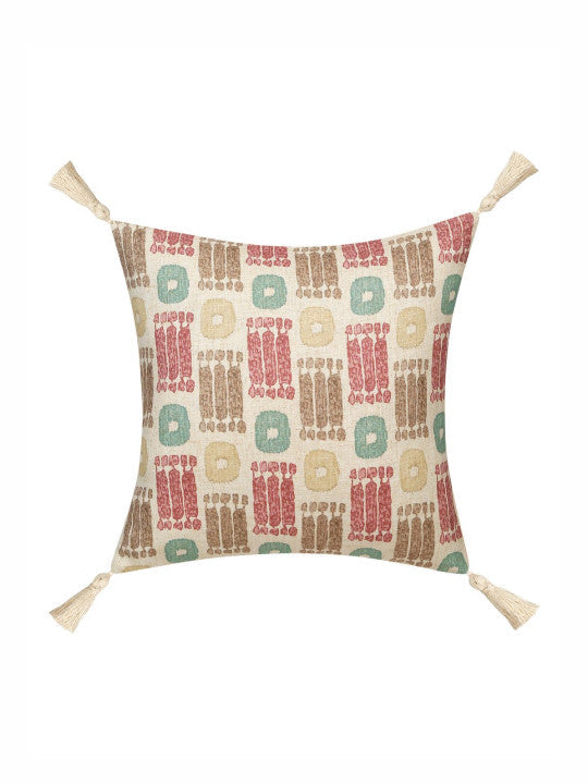 Set of 2 - Colour blocked Cushion Cover Set – Home Decor Textiles – Poly Linen Blend