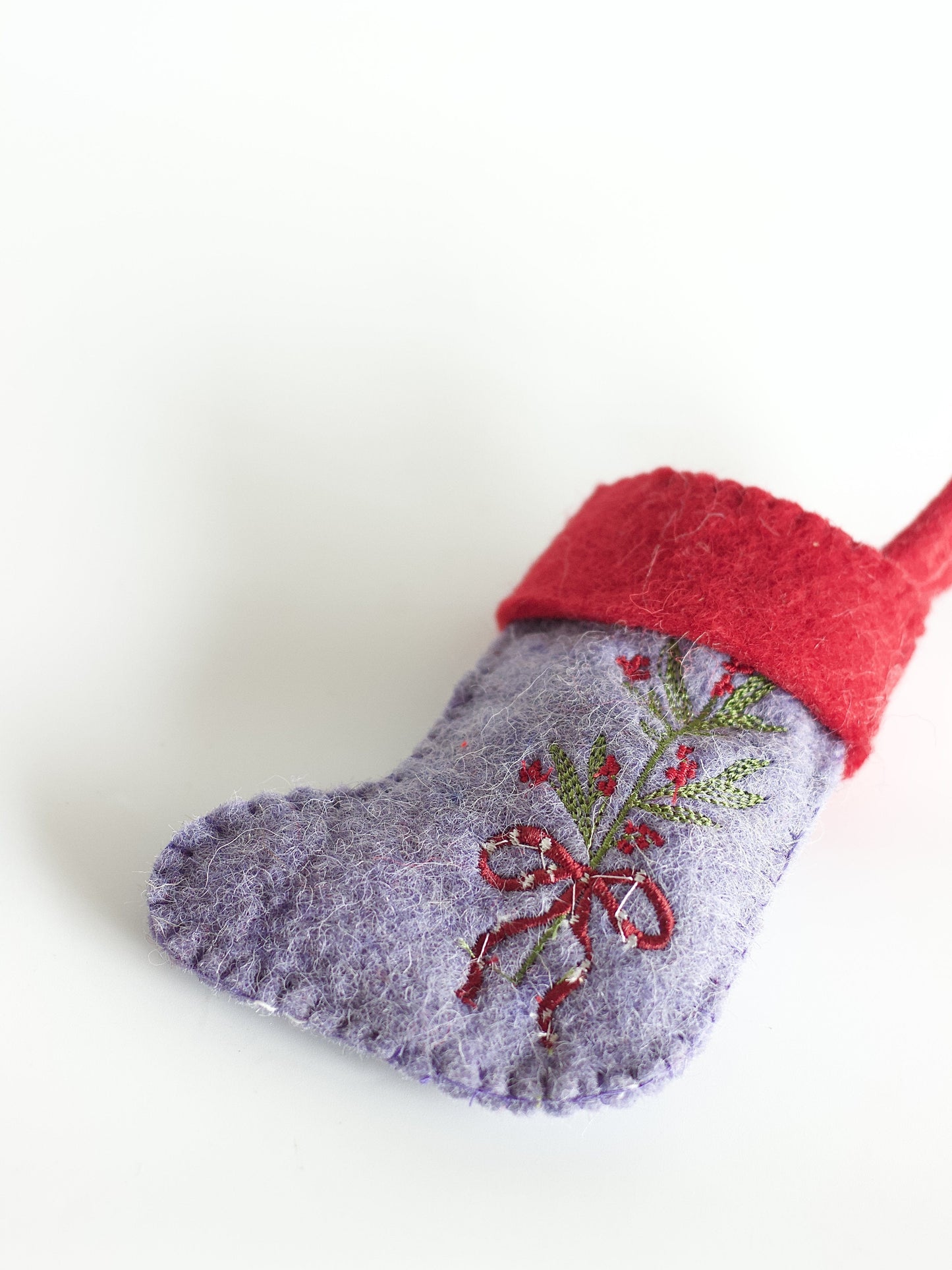 Holly Bouquet Felt Stocking Xmas Ornament