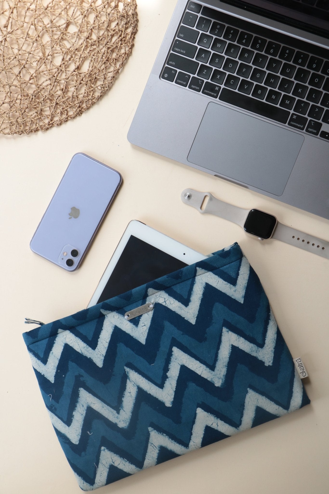 Hand-sewn Cotton Laptop Sleeve - Padded, 10.9 Inch, 8 Prints