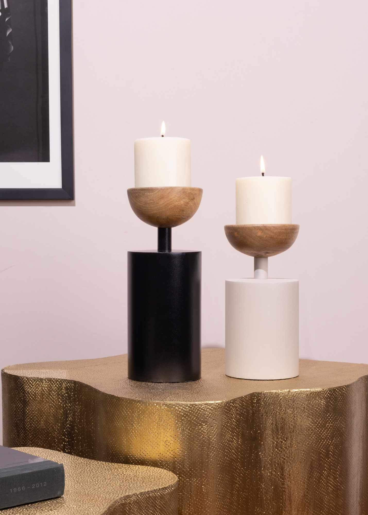 Pillar Candle Holder - Black & White