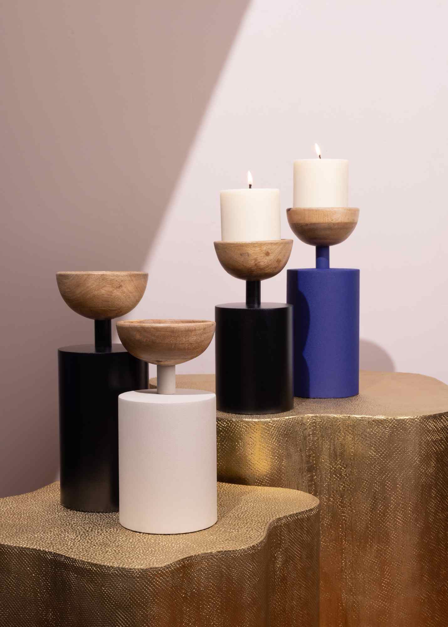 Pillar Candle Holder - Black & White
