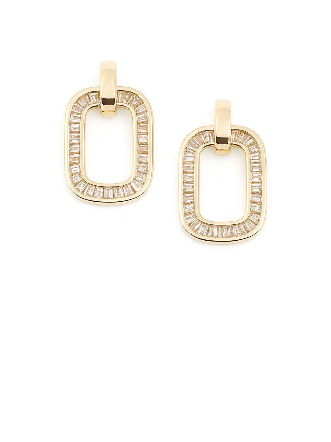 Gold-Plated American Diamond Studs – Square Earrings – AD Embellished – 1.9x1.1cm