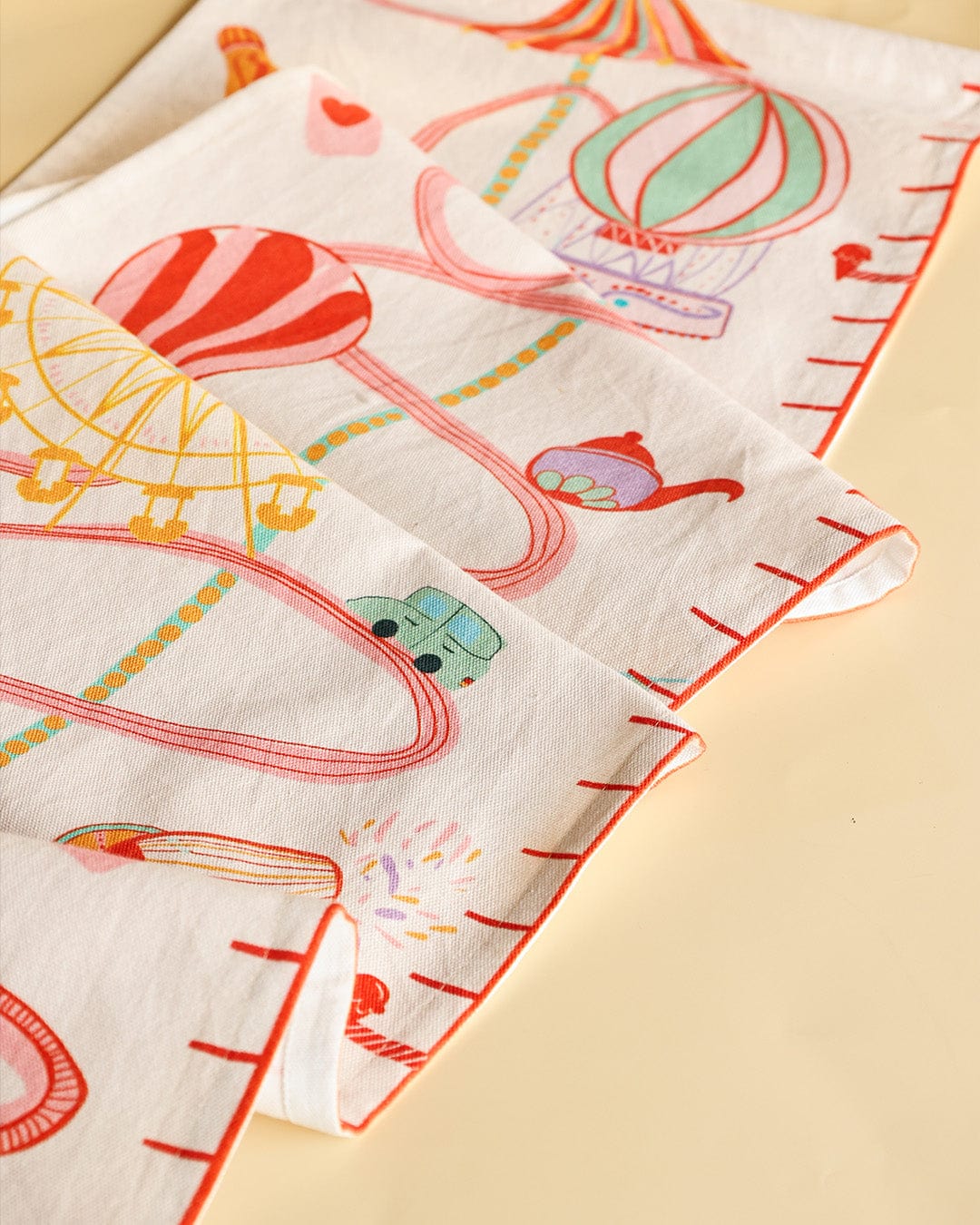 Carnival Rides Handpainted Cotton Fabric Height Chart