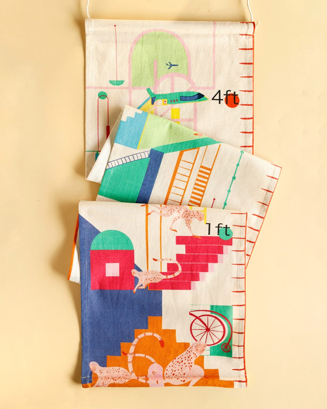 Monkey Mayhem Handpainted Cotton Fabric Height Chart