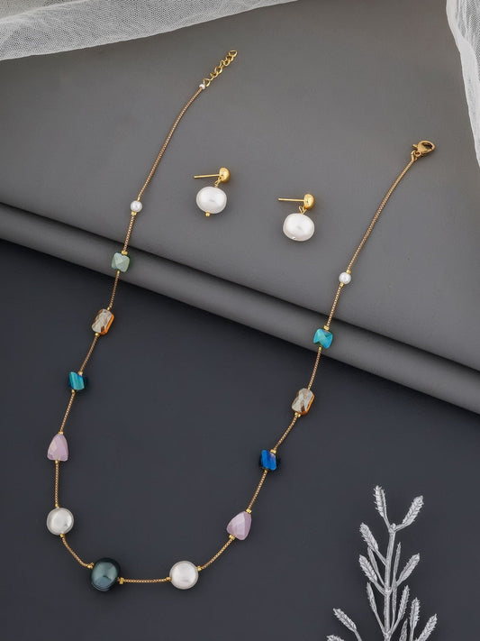 Brass Gold-Plated Necklace – Retail Jewellery – Crystal Embellished