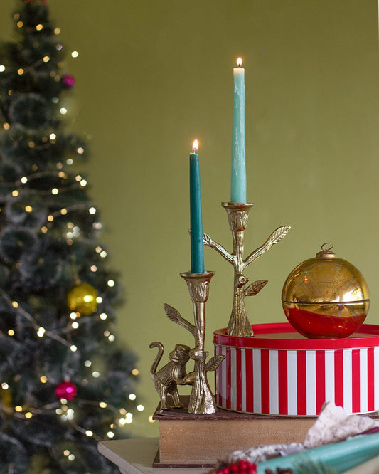 Candle Holder | Brass Monkey | Set of 2, H 7.5 x D 2.6 in