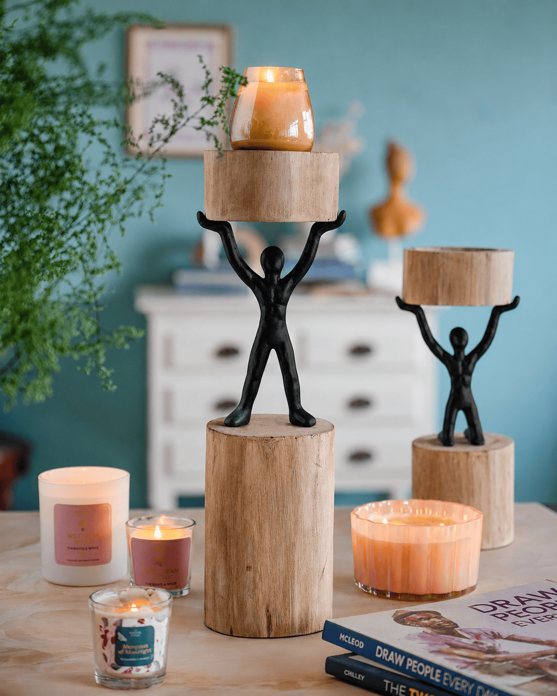Orion - Wood Men Candle Stand - Large