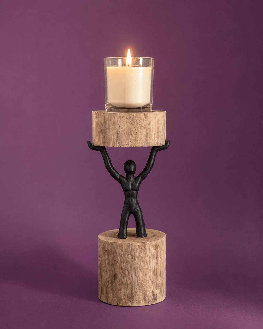 Orion- Wood Men Candle Stand - Medium