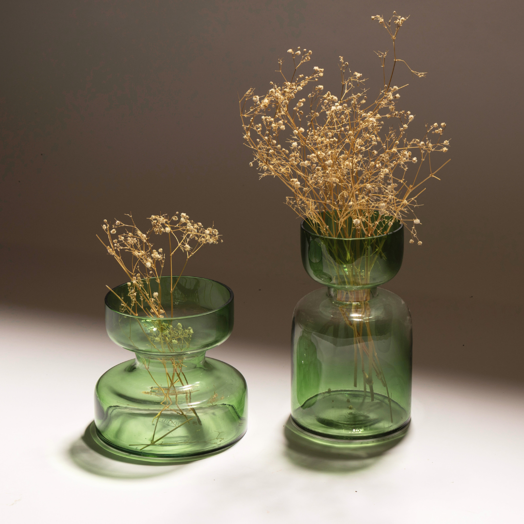 Handblown Glass Vases - Sage Green Tinted