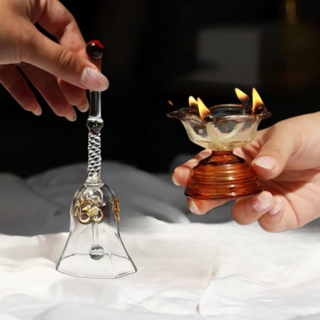 Handcrafted Candle Holder With Ringing Bell