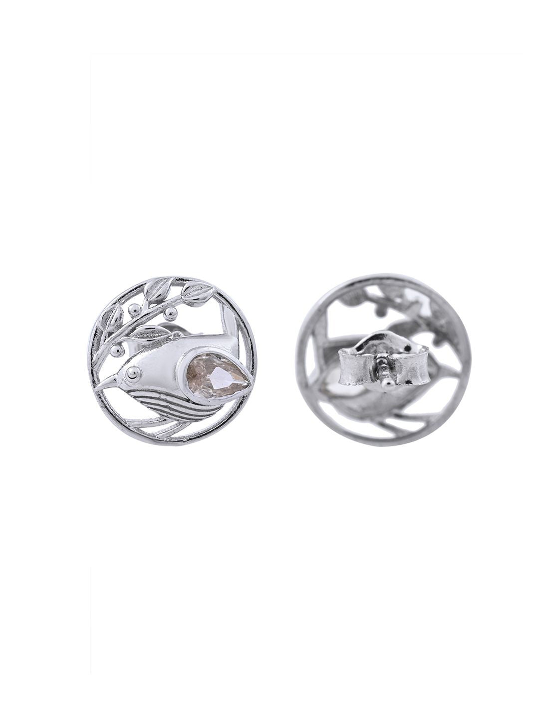 Golden Wing Bird Stud Earrings – Sterling Silver – Artificial Stones – 1cm Pair