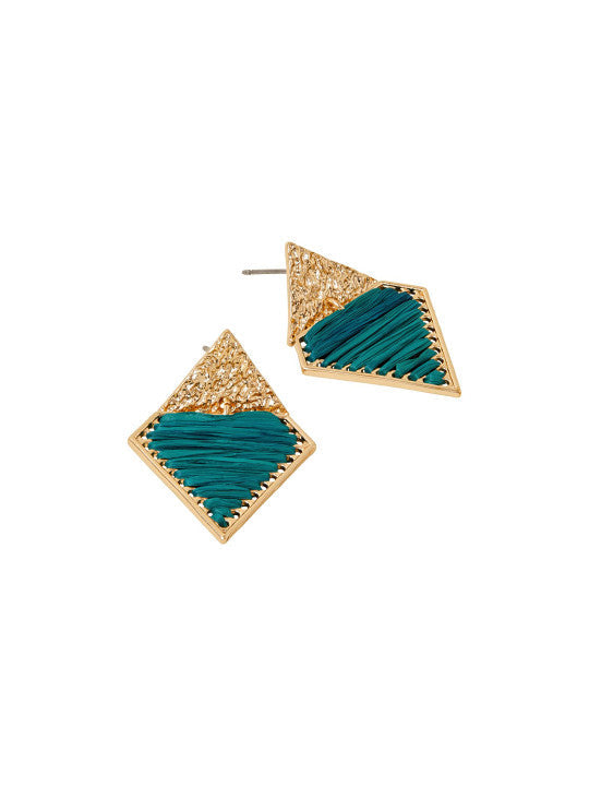 Green Geometric Studs – Fashion Earring – Secure Post-Back