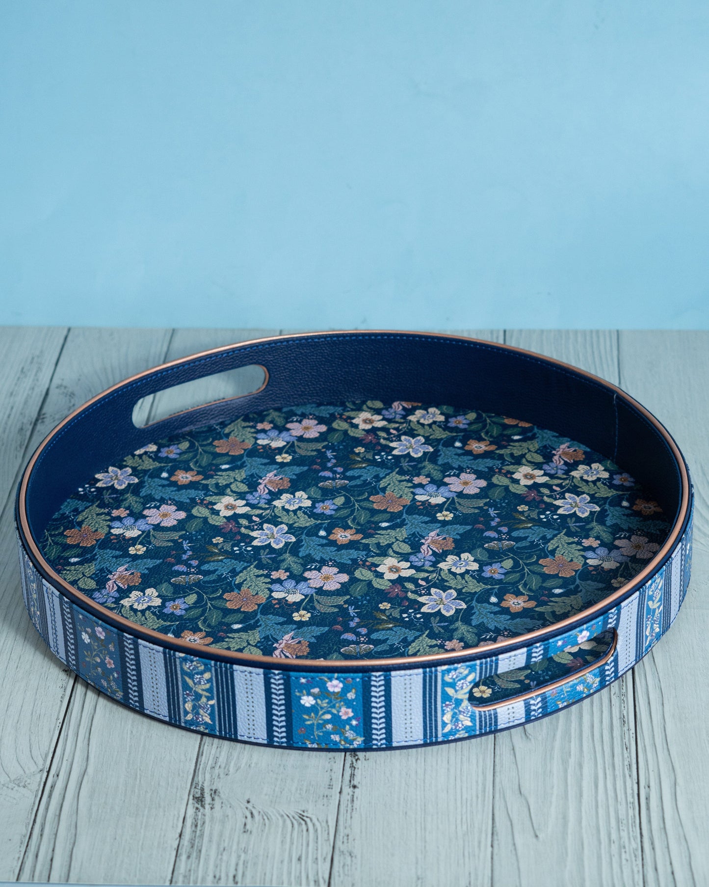 Midnight Meadow Vegan Leather Round Tray