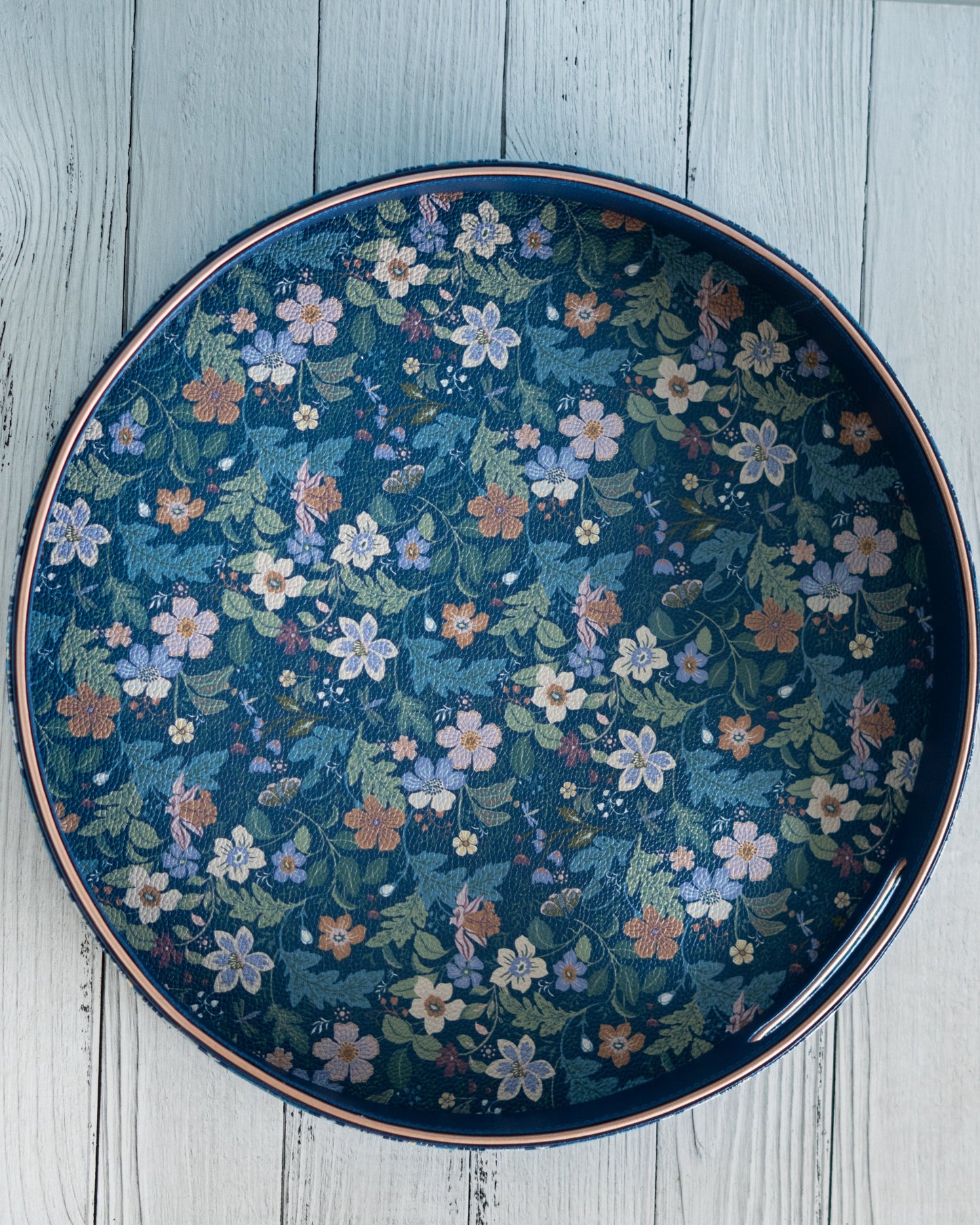 Midnight Meadow Vegan Leather Round Tray